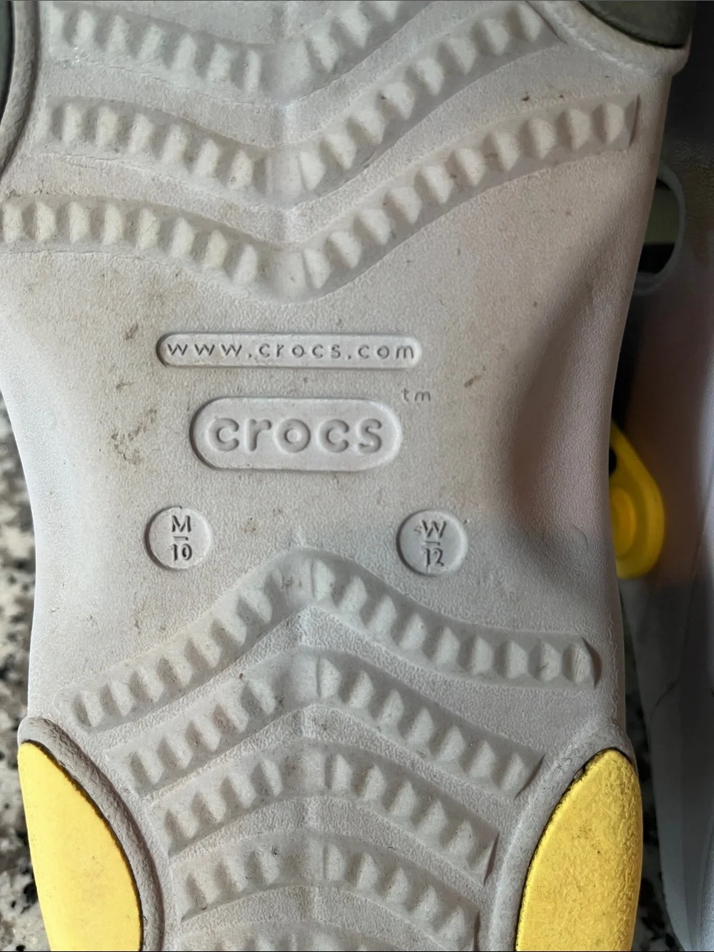 CROCS mens Gray Sport Sandals with Neon Yellow Heel Strap